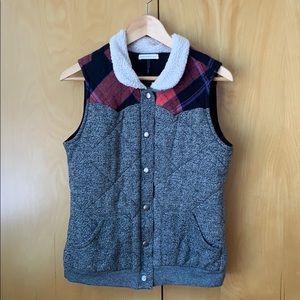 Check and Stripe grey vest jacket